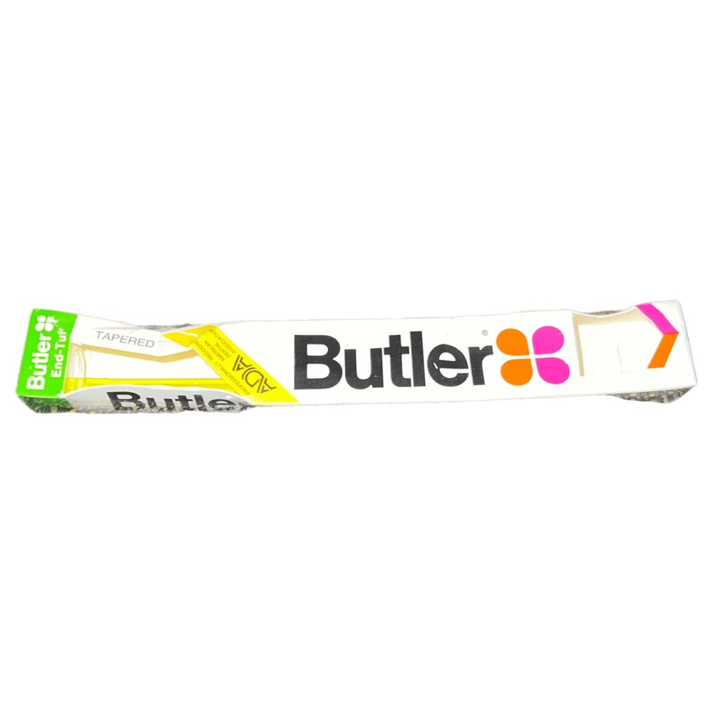 New Sealed Vintage Butler Gum #308 End Tuft Tapered Toothbrush Neon Yellow